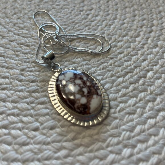 Gorgeous WILD HORSE JASPER Handmade Sterling 925 Pendant/Chain #950D - Picture 1 of 3
